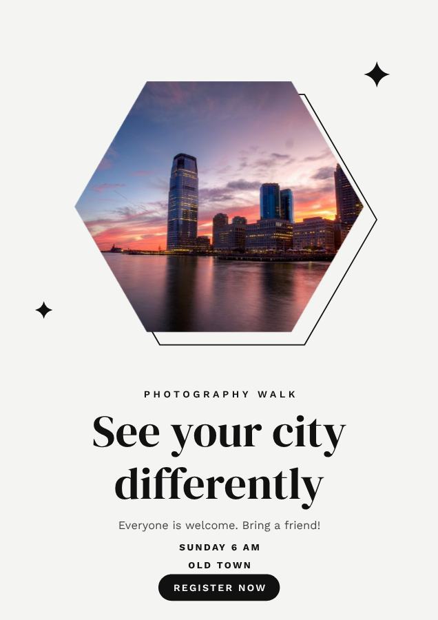 Monochrome See your city differently Poster — editable marketing template