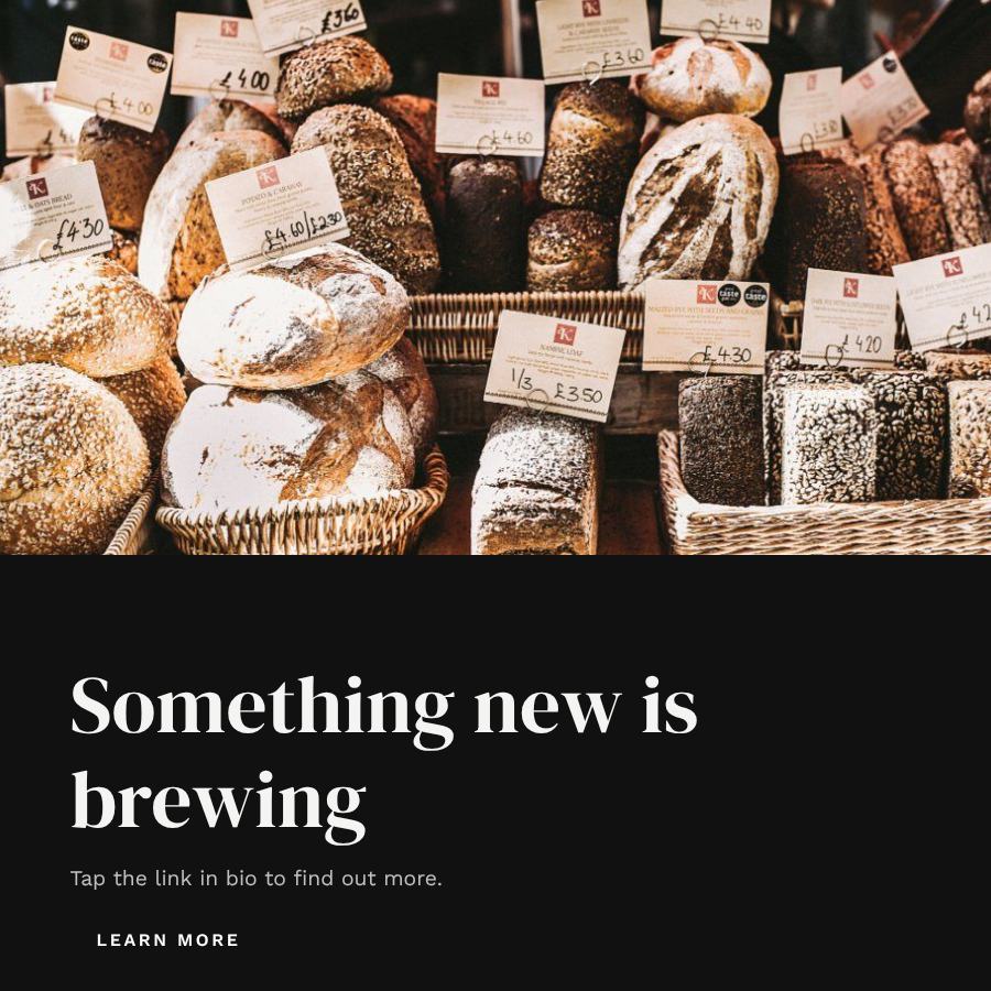 Monochrome Something new is brewing Announcement Post — editable social media template