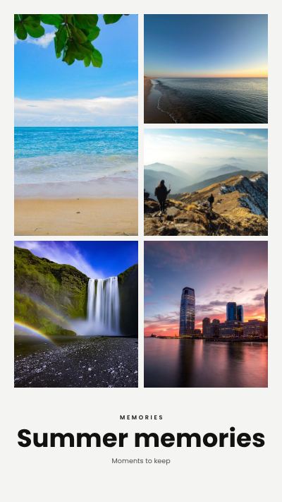 Monochrome Summer memories 5 Photo Collage template