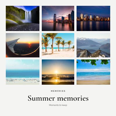 Monochrome Summer memories 9 Photo Collage template