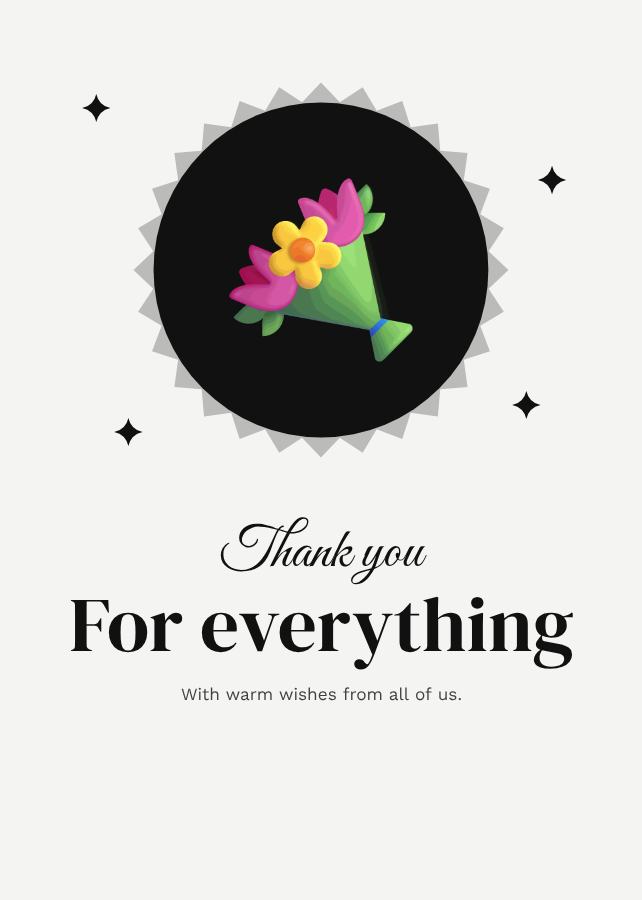 Monochrome Thank you for everything Card VIII — editable cards template