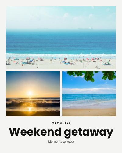 Monochrome Weekend getaway 3 Photo Collage template
