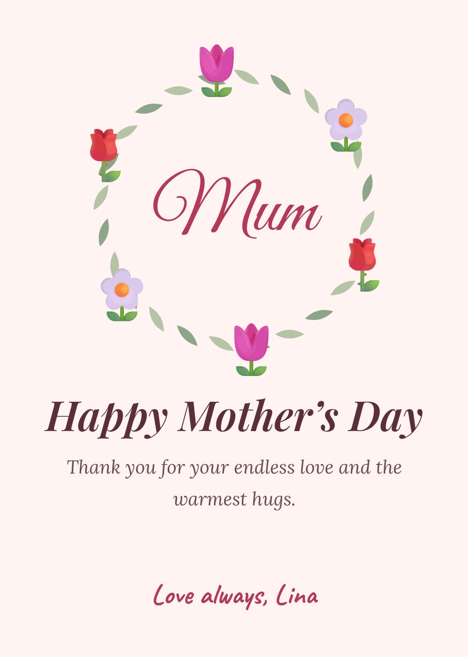 Mother’s Day Floral Card — editable festivals template