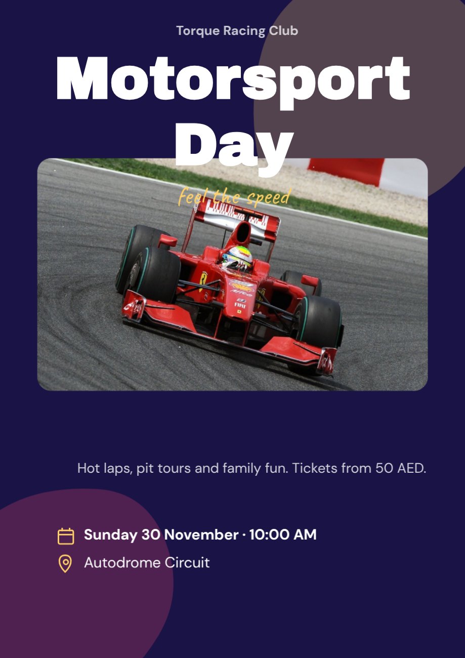 Motorsport Day Sports Poster — editable events template