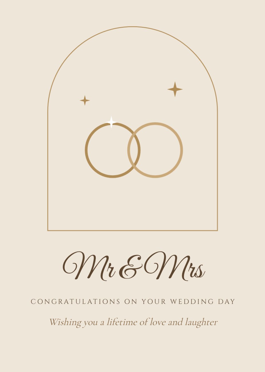 Mr & Mrs Wedding Congratulations Card — editable cards template