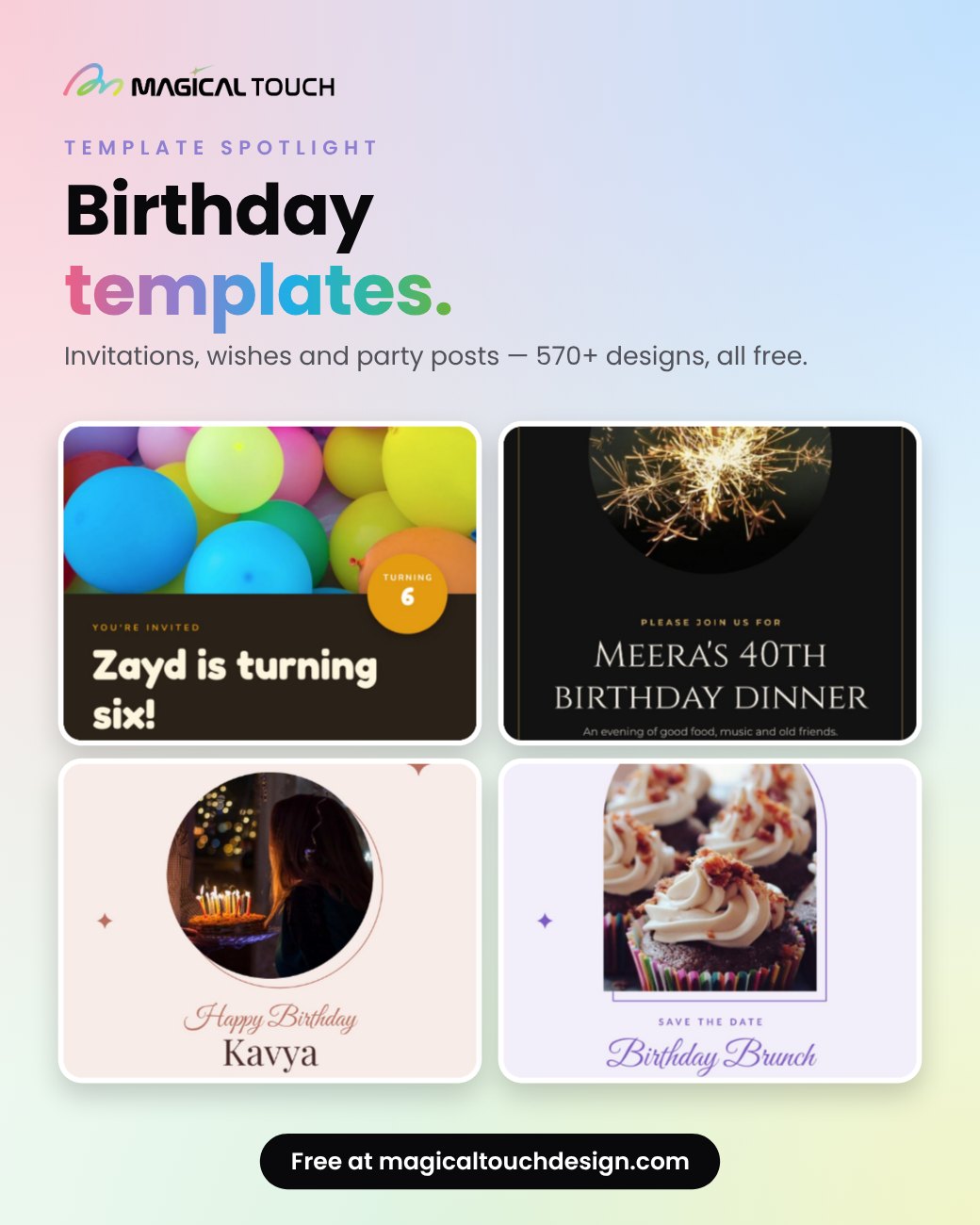 Free birthday templates — invitations, wishes and party posts