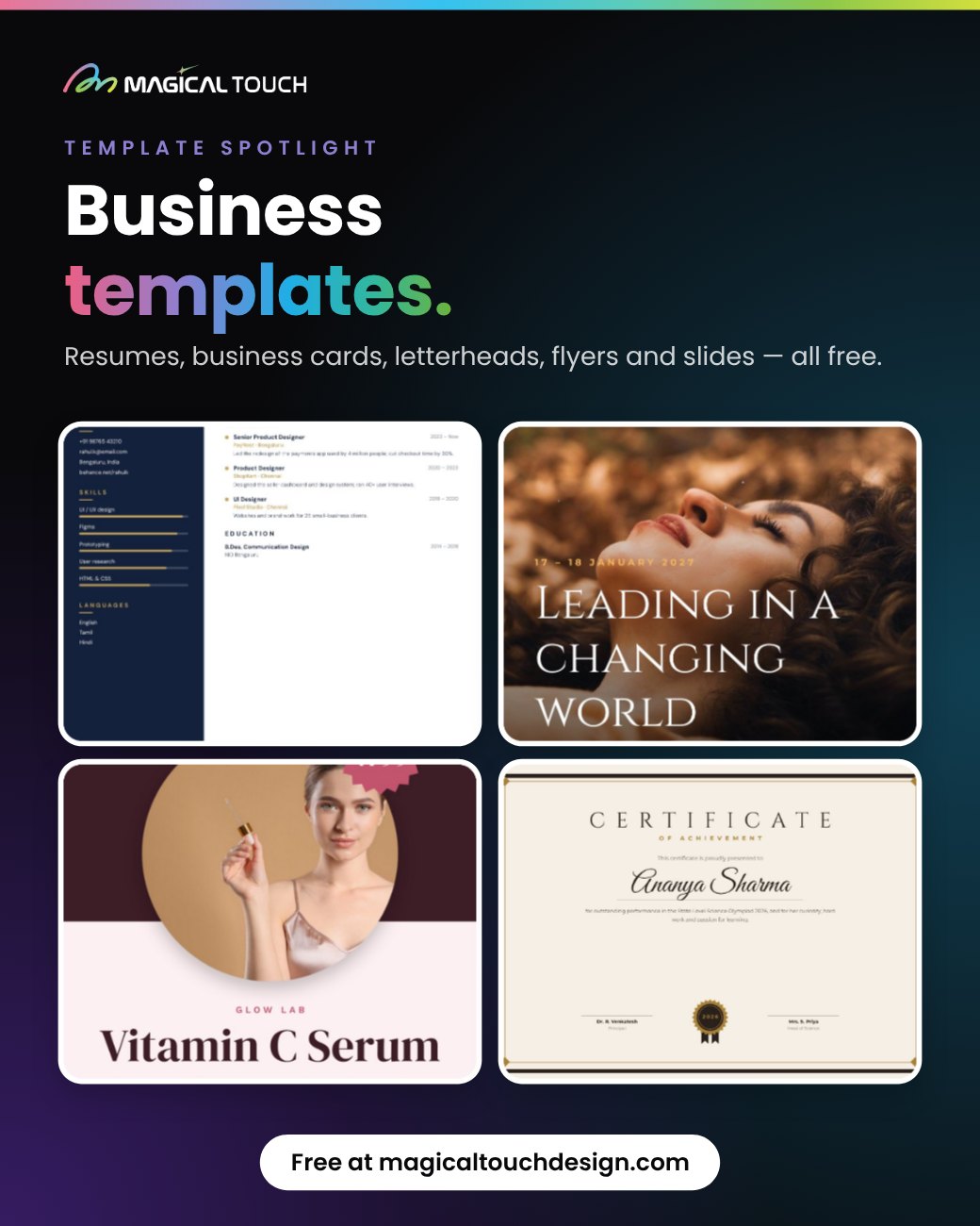 Free business templates — resumes, business cards, flyers and slides