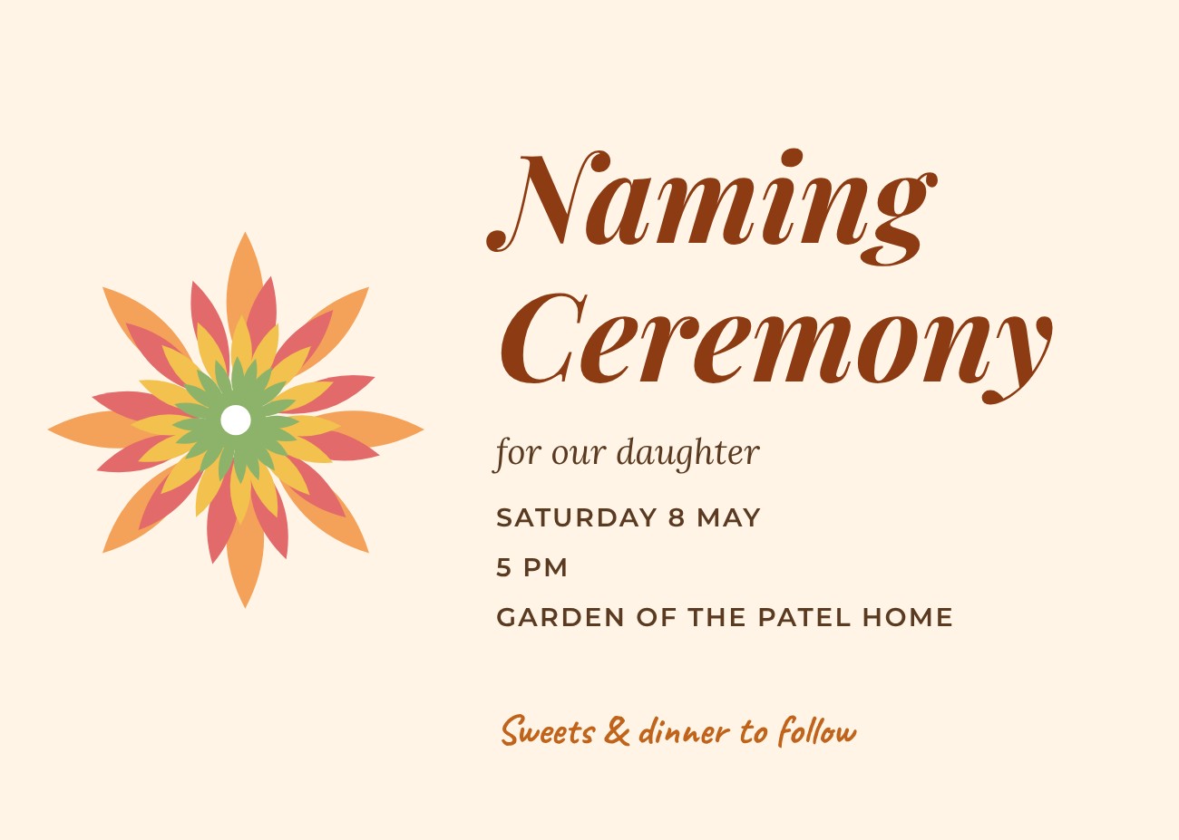 Naming Ceremony Invitation — editable love & family template
