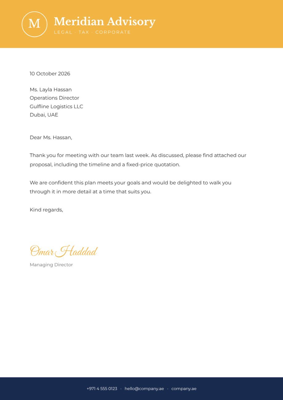 Navy Band Corporate Letterhead — editable business template