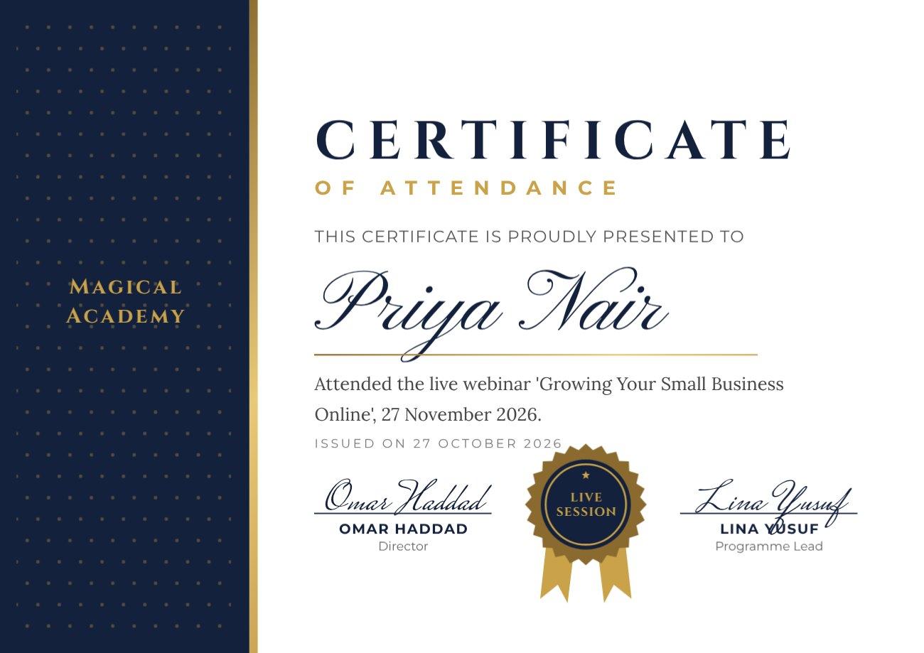Navy Band Webinar Certificate — editable certificates template