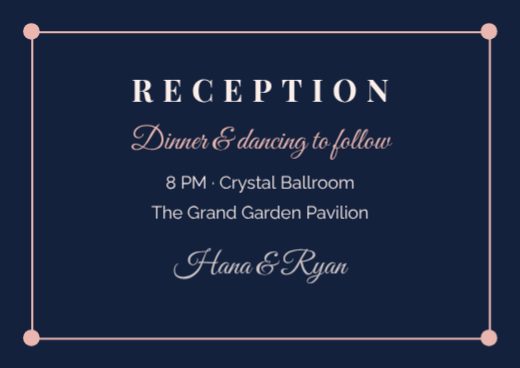 Navy & Blush Reception Card