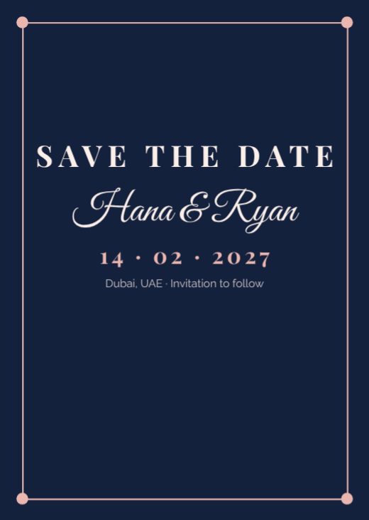 Navy & Blush Save the Date