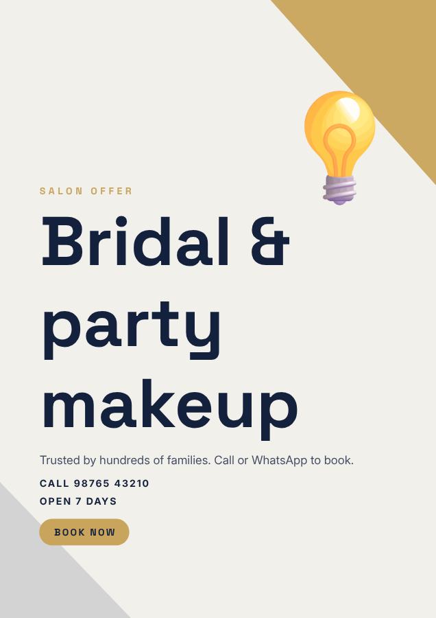 Navy Bridal & party makeup Salon offer Flyer Promo — editable business template