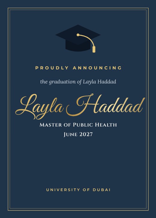 Navy Cap Graduation Announcement