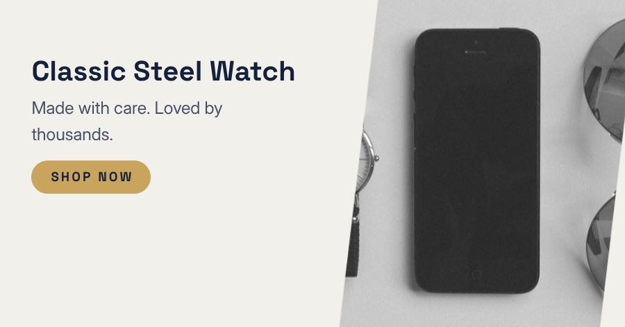 Navy Classic Steel Watch Product Ad — editable marketing template