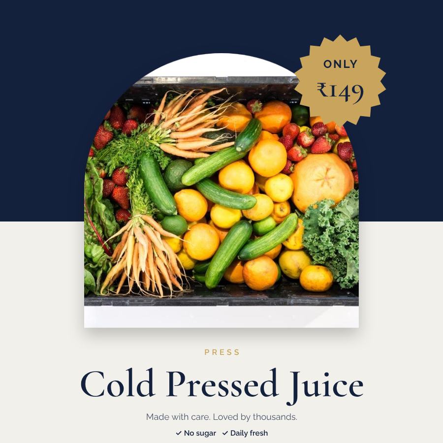 Navy Cold Pressed Juice Product Ad — editable marketing template