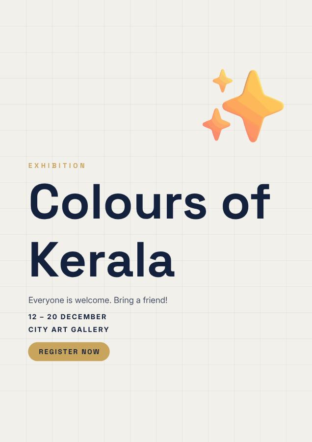 Navy Colours of Kerala Poster — editable marketing template