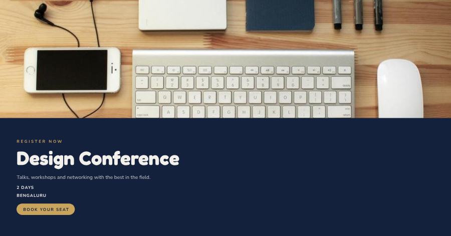 Navy Design Conference Banner — editable events template
