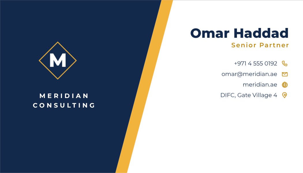 Navy Diagonal Card — editable business template