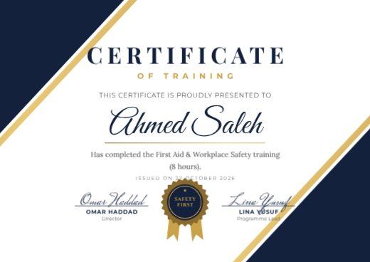 Navy Diagonal Training Certificate