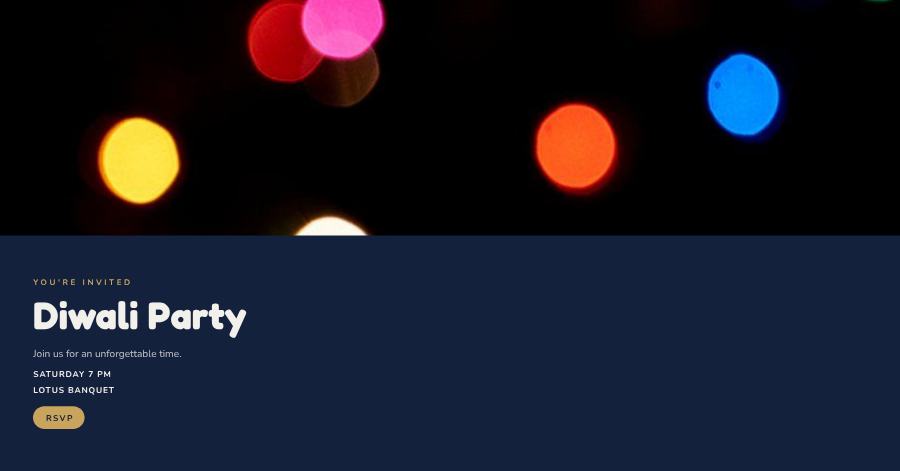 Navy Diwali Party Banner — editable events template