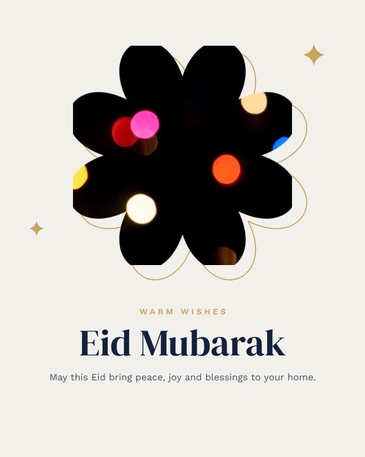 Navy Eid Greeting Post — editable festivals template