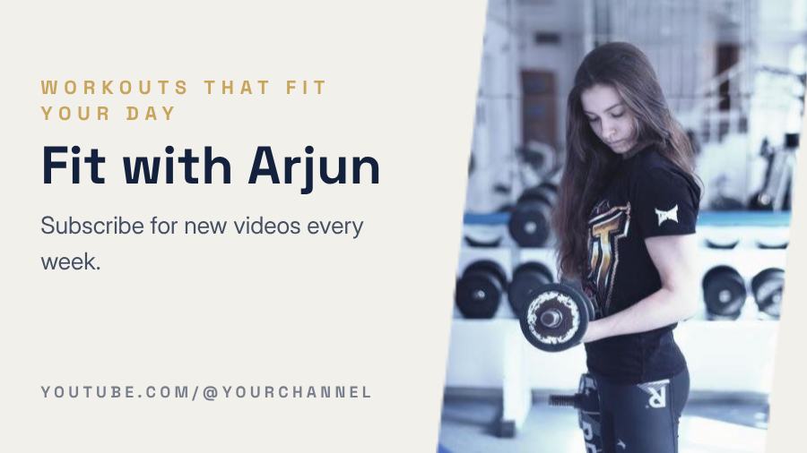 Navy Fit with Arjun YouTube Channel Banner — editable social media template