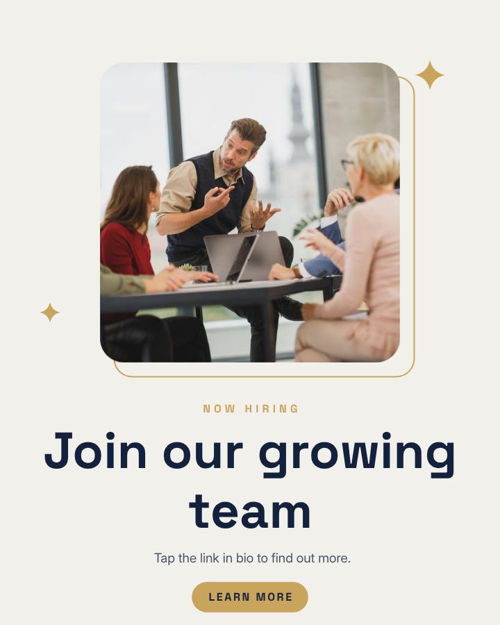 Navy Frame Join our growing team Announcement Post — editable social media template
