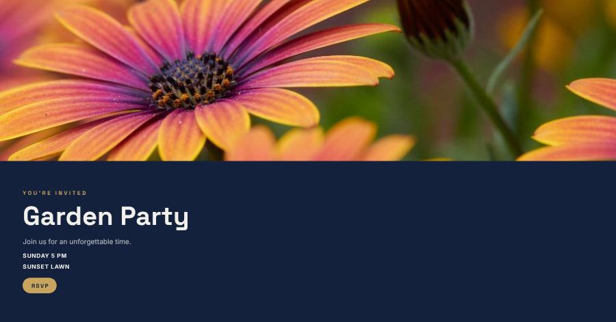 Navy Garden Party Banner — editable events template