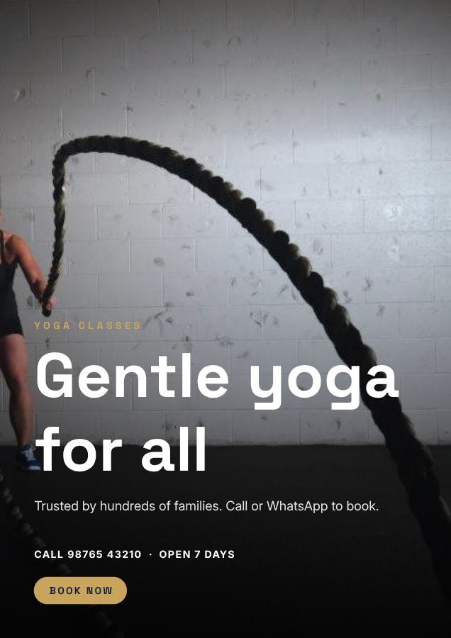 Navy Gentle yoga for all Yoga classes Flyer Info — editable business template