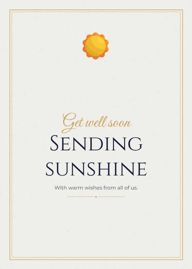 Navy Get well soon sending sunshine Card II — editable cards template