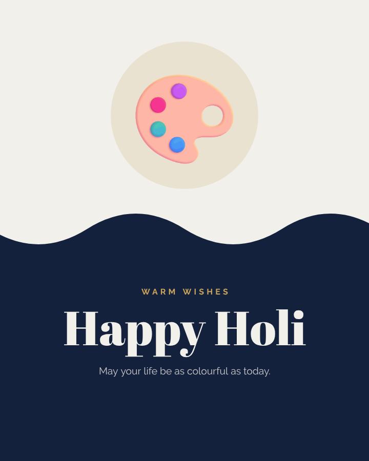 Navy Holi Greeting Post — editable festivals template
