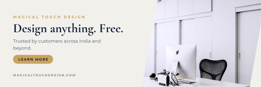 Navy Magical Touch Design Website Banner — editable marketing template