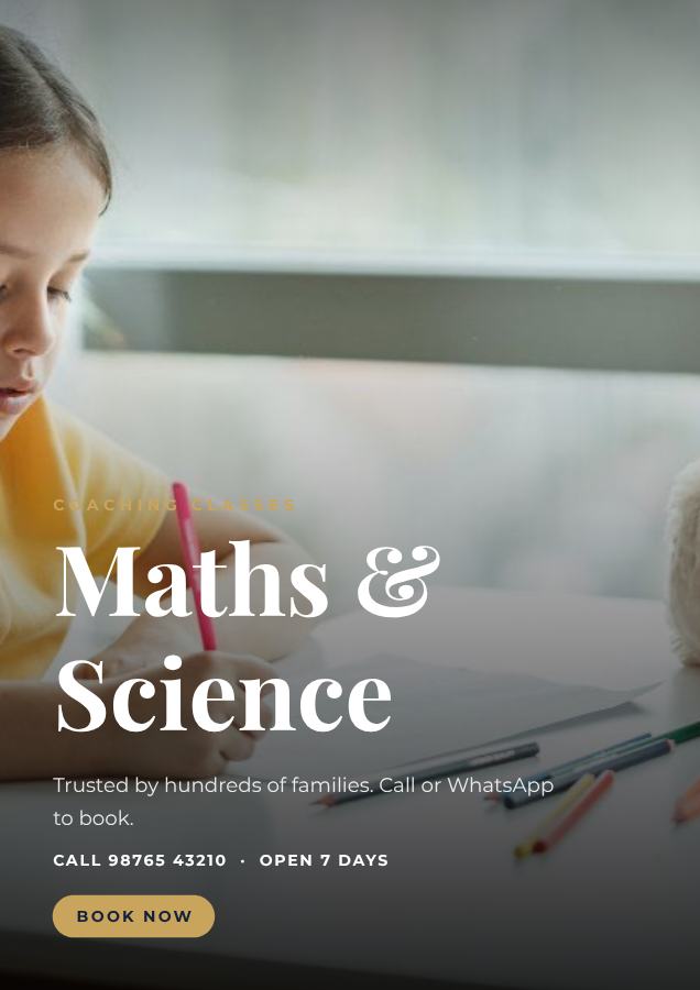 Navy Maths & Science Coaching classes Flyer A4 — editable business template