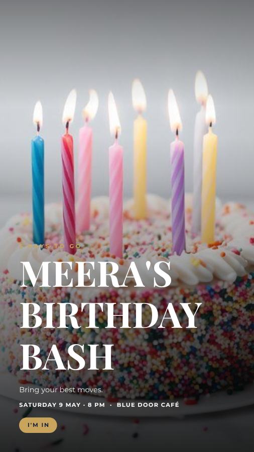 Navy Meera Birthday Bash Story — editable birthday template