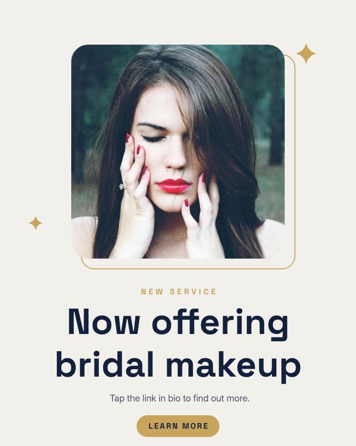 Navy Now offering bridal makeup Announcement Post — editable social media template