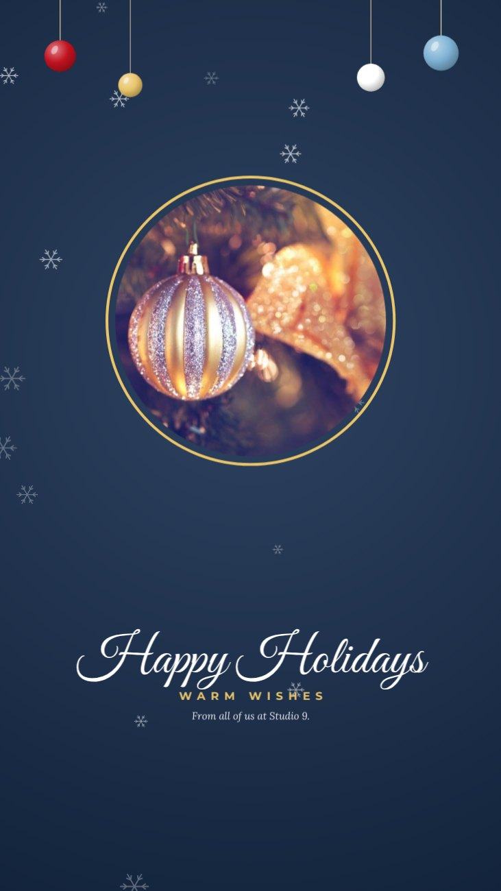 Navy Photo Happy Holidays Story — editable festivals template