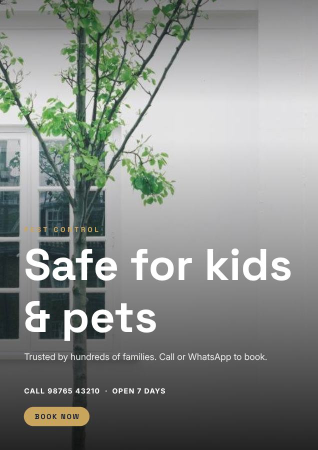 Navy Photo Safe for kids & pets Pest control Flyer Promo — editable business template