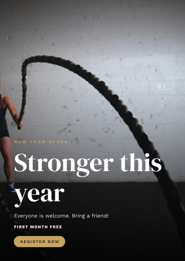 Navy Photo Stronger this year Poster — editable marketing template