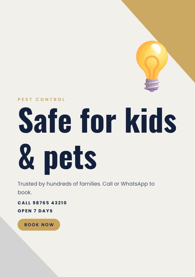 Navy Safe for kids & pets Pest control Flyer Promo — editable business template