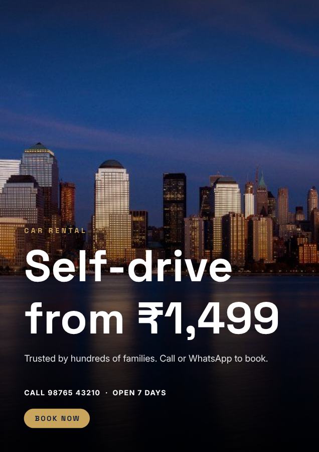 Navy Self-drive from ₹1,499 Car rental Flyer Print — editable business template