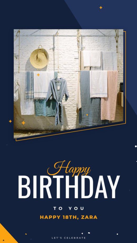 Navy Slant Birthday Story