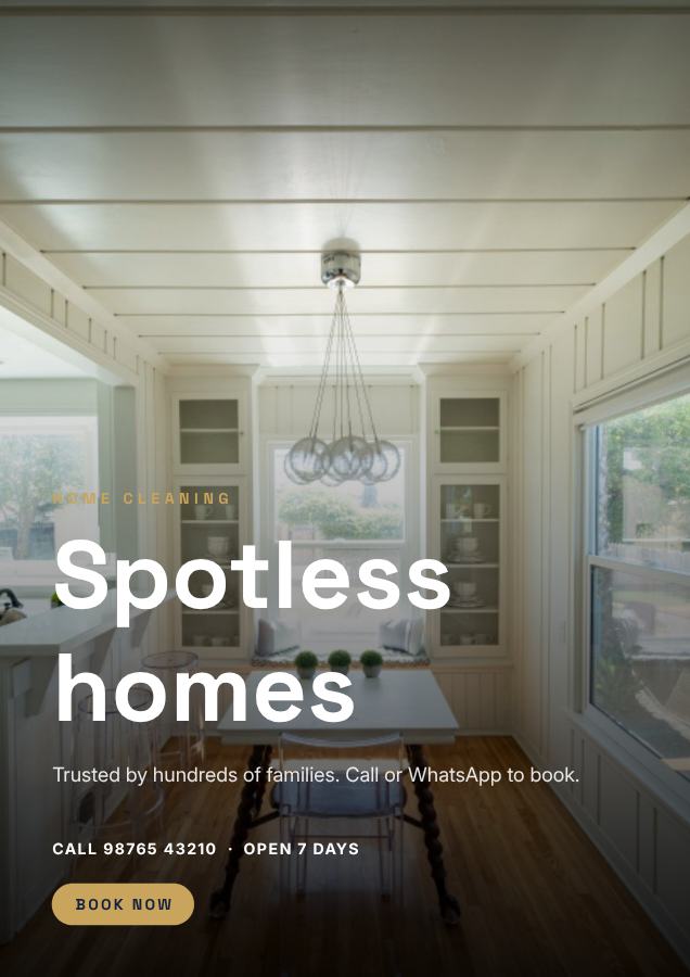 Navy Spotless homes Home cleaning Flyer — editable business template