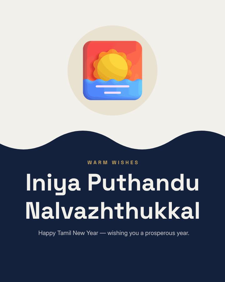Navy Tamil New Year Greeting Post — editable festivals template