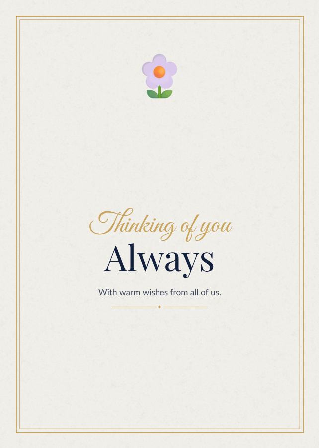 Navy Thinking of you always Card VI — editable cards template