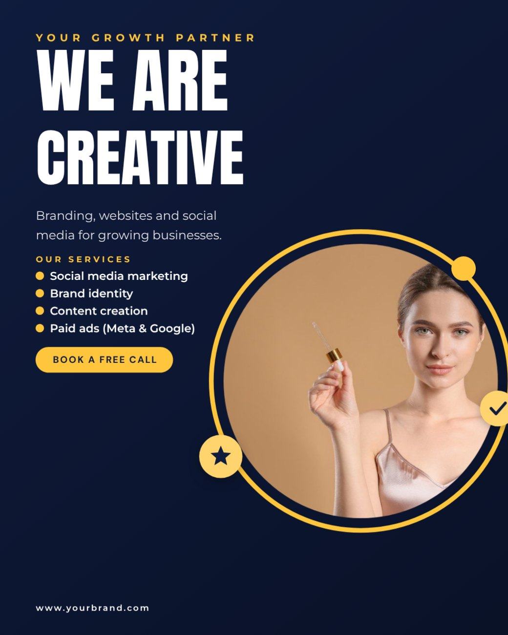 Navy We Are Creative Post — editable marketing template