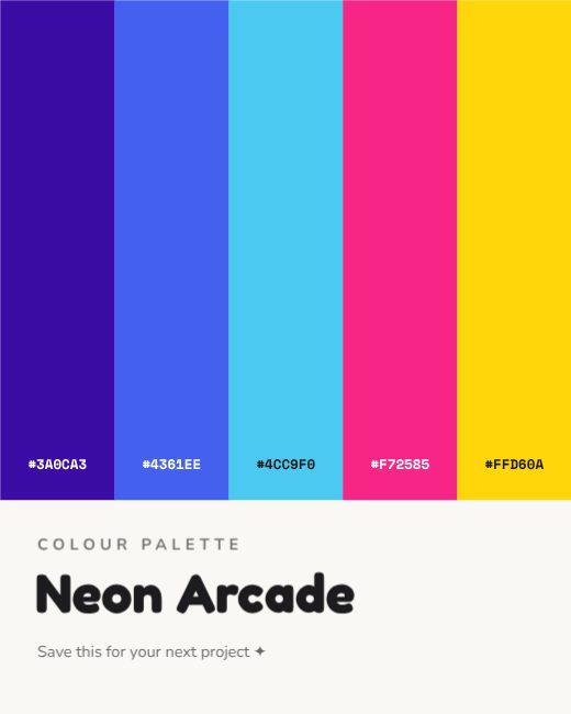 Neon Arcade Colour Palette Post template