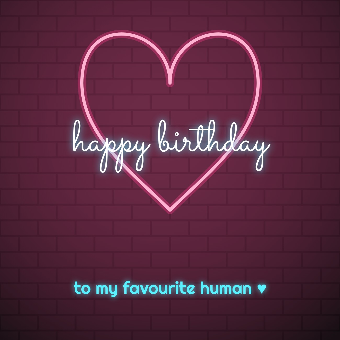 Neon Heart Sign Partner Post — editable birthday template