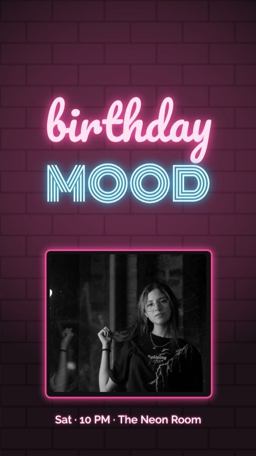 Neon Sign Birthday Mood Story template