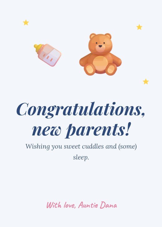 New Parents Congratulations Card — free baby shower invitation template